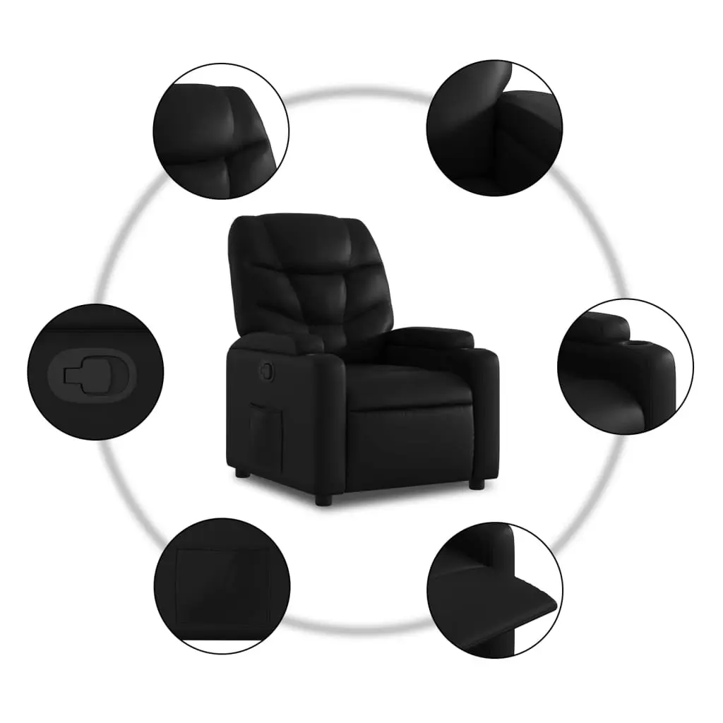 Recliner Chair Manual Reclining Armchair with Cup Holders Side Pocket Black