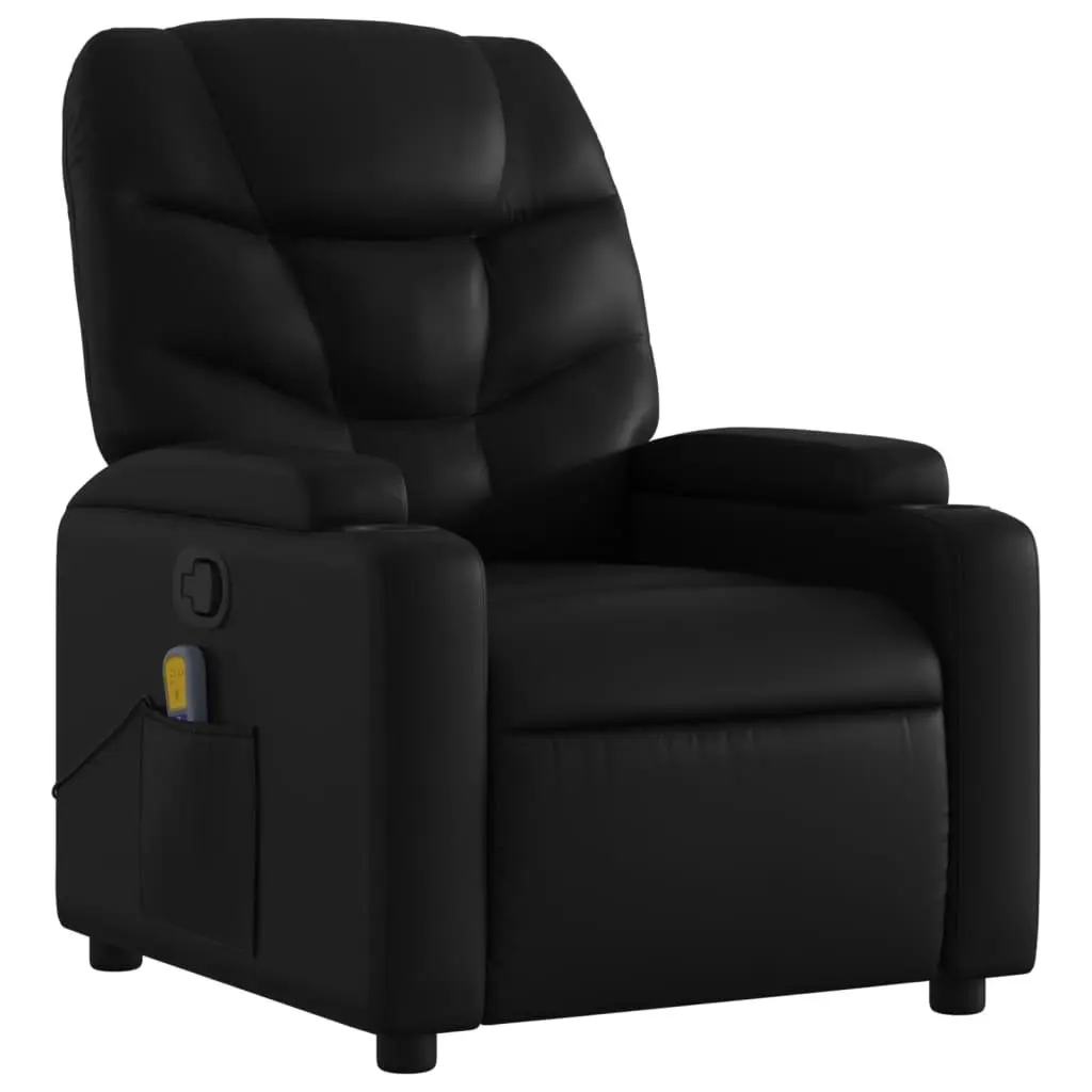 Massage Recliner Chair Black Faux Leather Manual Reclining Armchair
