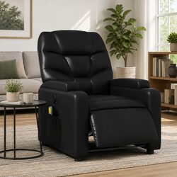 Electric Massage Recliner Chair in Black Faux Leather