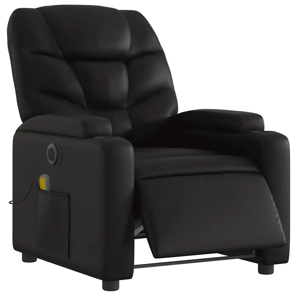 Electric Massage Recliner Chair Black Faux Leather 135 Degrees USB Powered