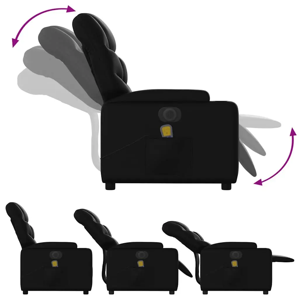 Electric Massage Recliner Chair Black Faux Leather 135 Degrees USB Powered