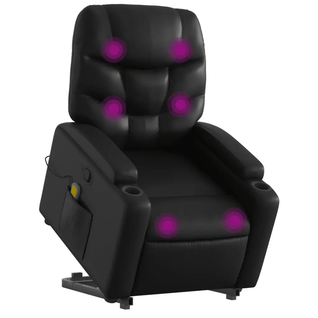 Electric Massage Recliner Chair Black Faux Leather Power Lift 135 Degrees