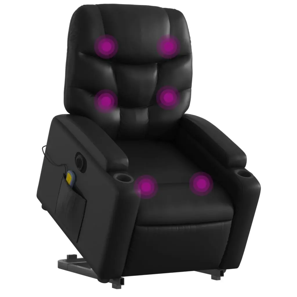 Electric Massage Chair Power Lift Recliner Black Faux Leather 135 Degrees