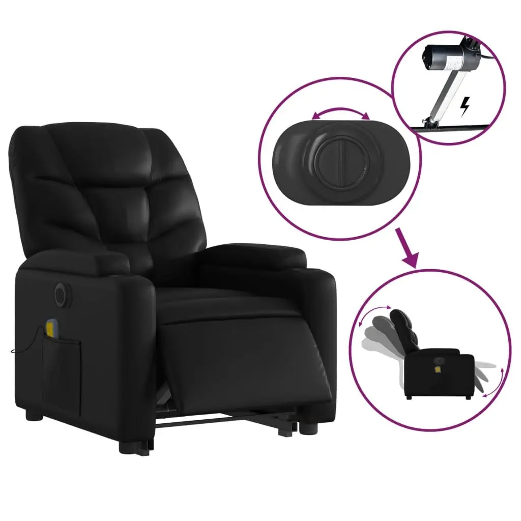 Electric Massage Chair Power Lift Recliner Black Faux Leather 135 Degrees