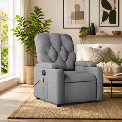 Grey Fabric Massage Recliner Chair with Manual Recline