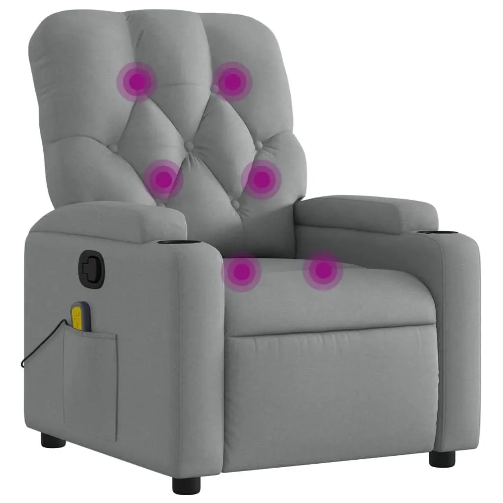 Grey Fabric Massage Recliner Chair with Manual Recline