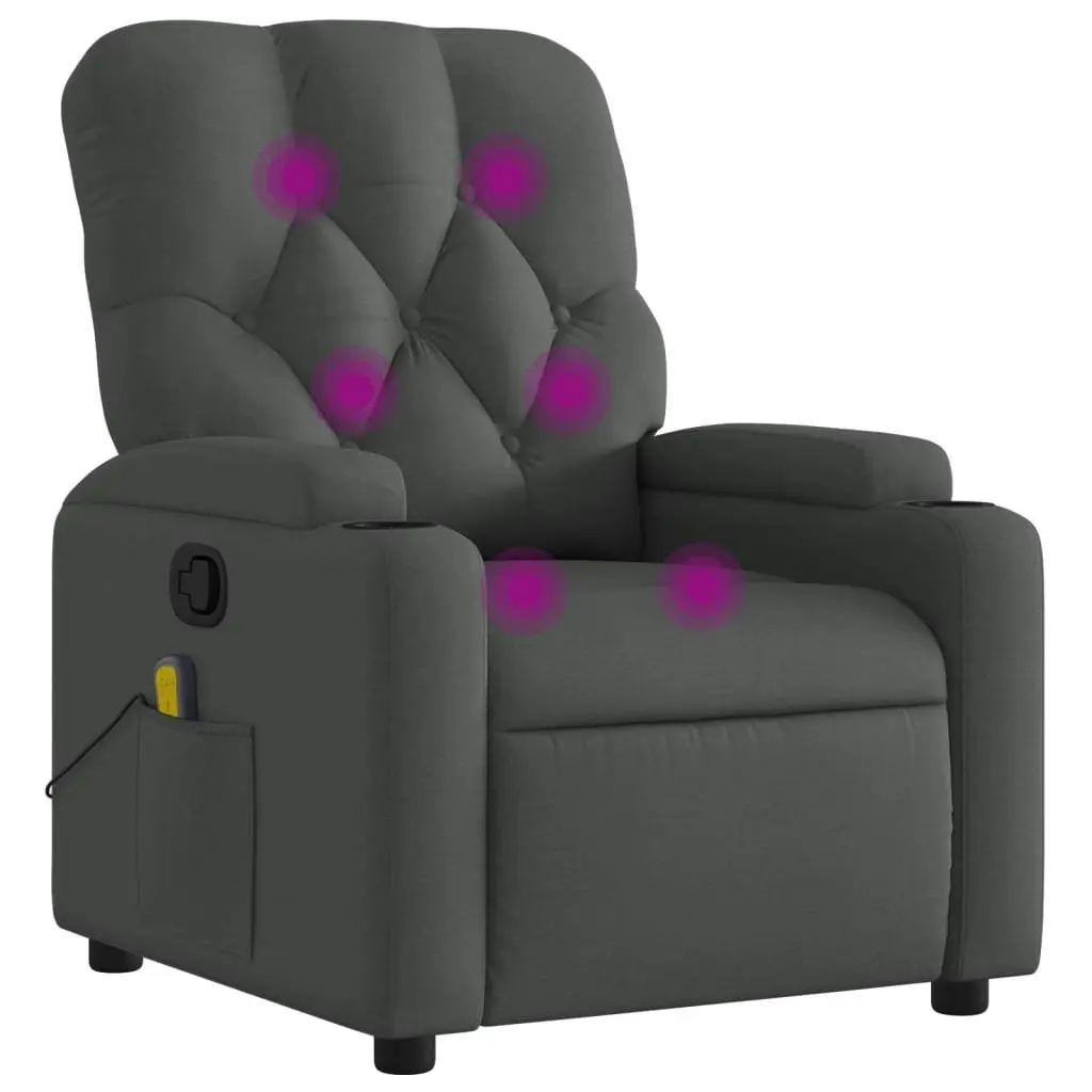Massage Recliner Chair Grey Fabric Manual Reclining Armchair with Vibration Massage