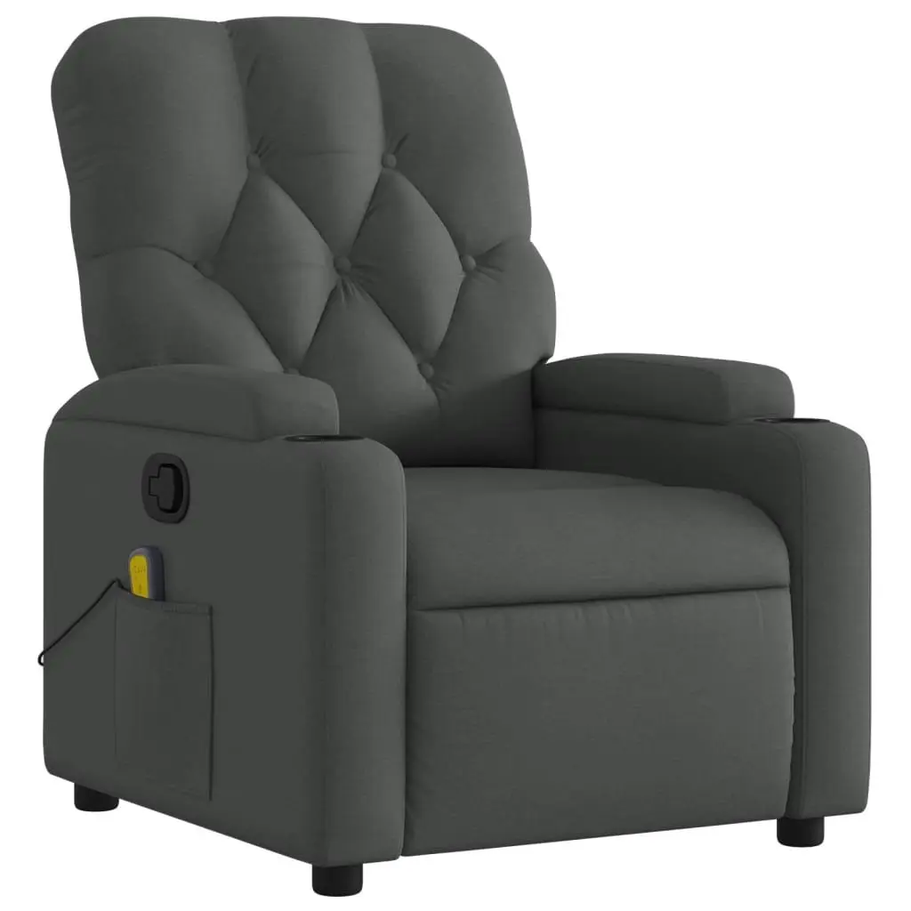 Massage Recliner Chair Grey Fabric Manual Reclining Armchair with Vibration Massage
