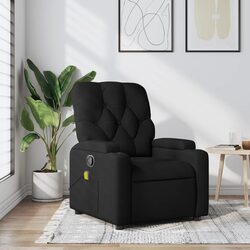 Massage Recliner Chair Black Fabric Manual Recline Vibration Armchair Lounge