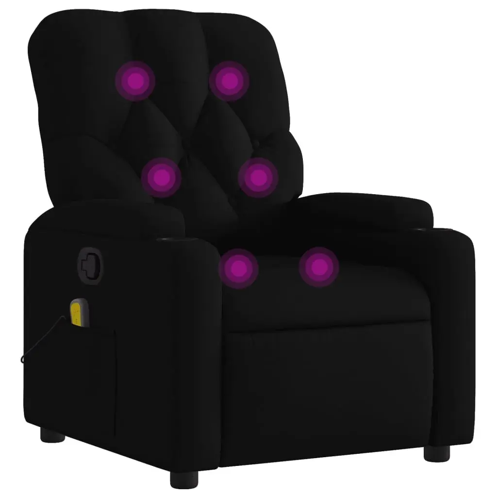 Massage Recliner Chair Black Fabric Manual Recline Vibration Armchair
