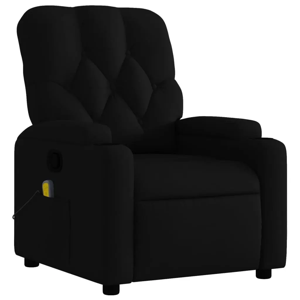 Massage Recliner Chair Black Fabric Manual Recline Vibration Armchair