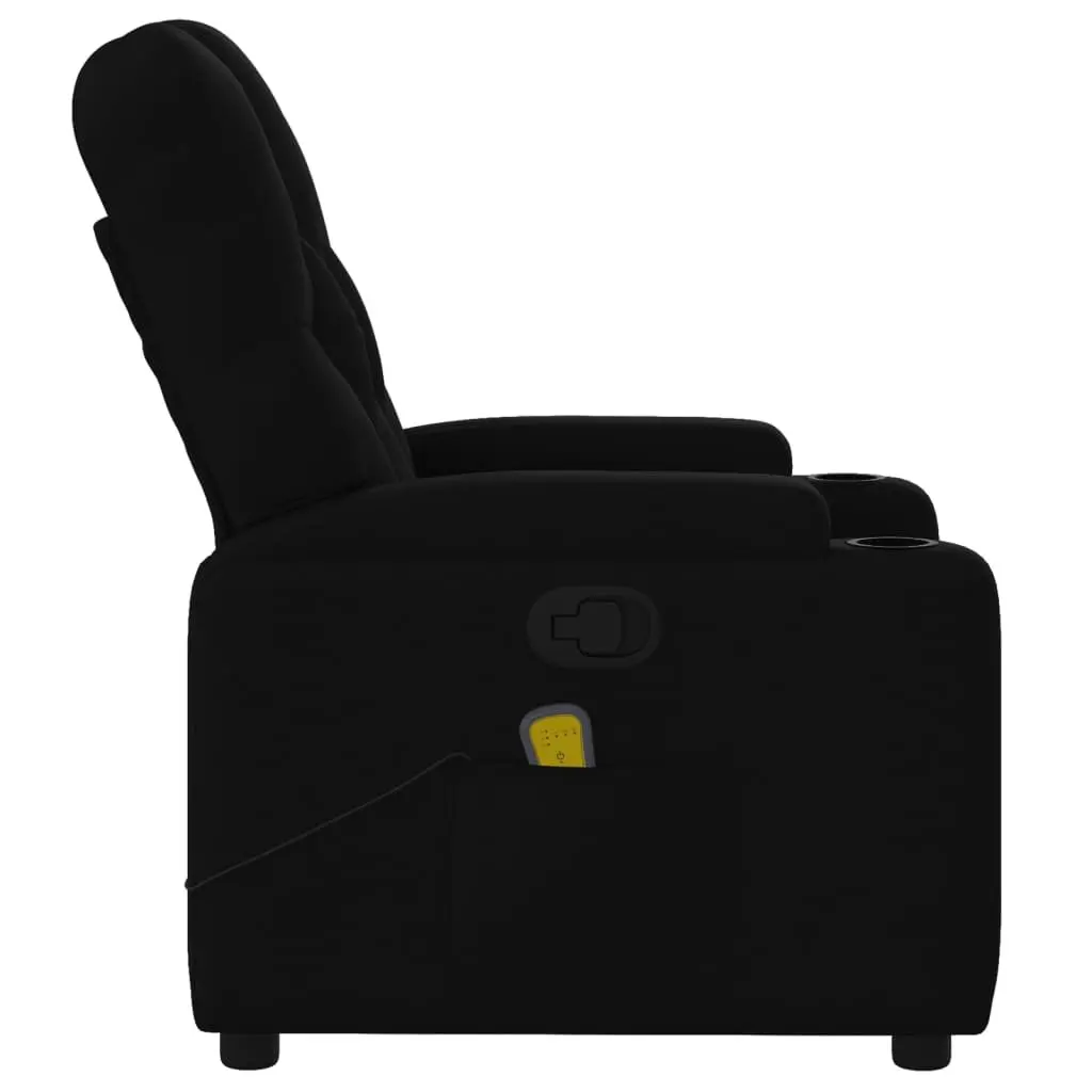 Massage Recliner Chair Black Fabric Manual Recline Vibration Armchair