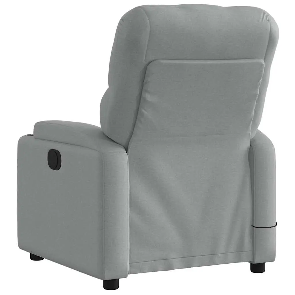Electric Massage Recliner Chair Grey Fabric 135 Degrees Adjustable Backrest and Footrest