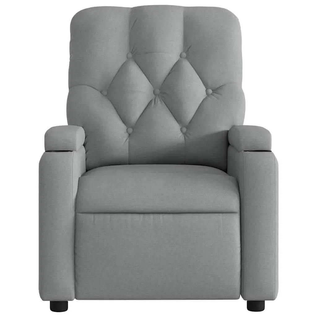 Electric Massage Recliner Chair Grey Fabric 135 Degrees Adjustable Backrest and Footrest