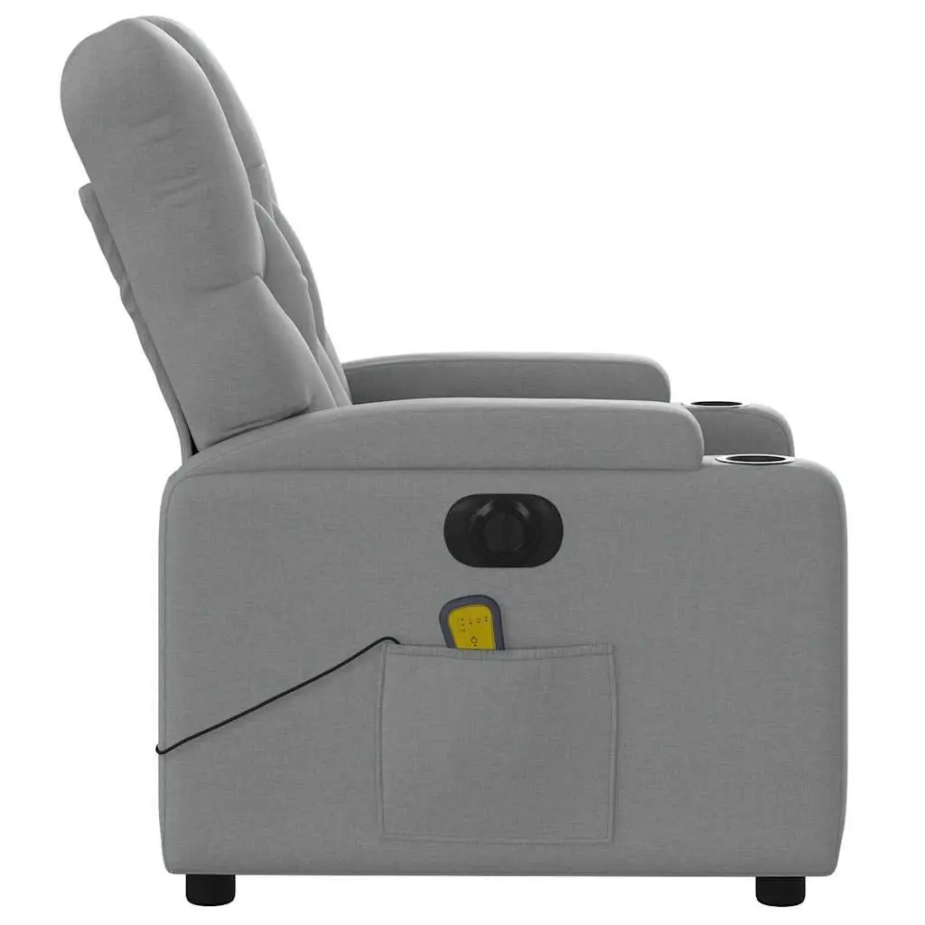 Electric Massage Recliner Chair Grey Fabric 135 Degrees Adjustable Backrest and Footrest