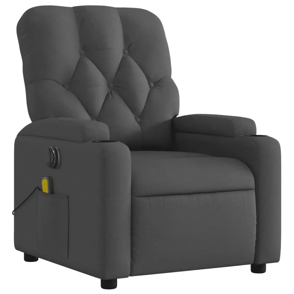 Electric Massage Recliner Chair Grey Fabric 135 Degrees Motorised Reclining USB Powered