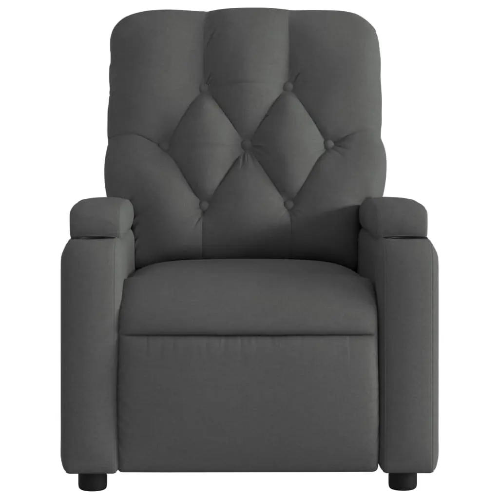 Electric Massage Recliner Chair Grey Fabric 135 Degrees Motorised Reclining USB Powered