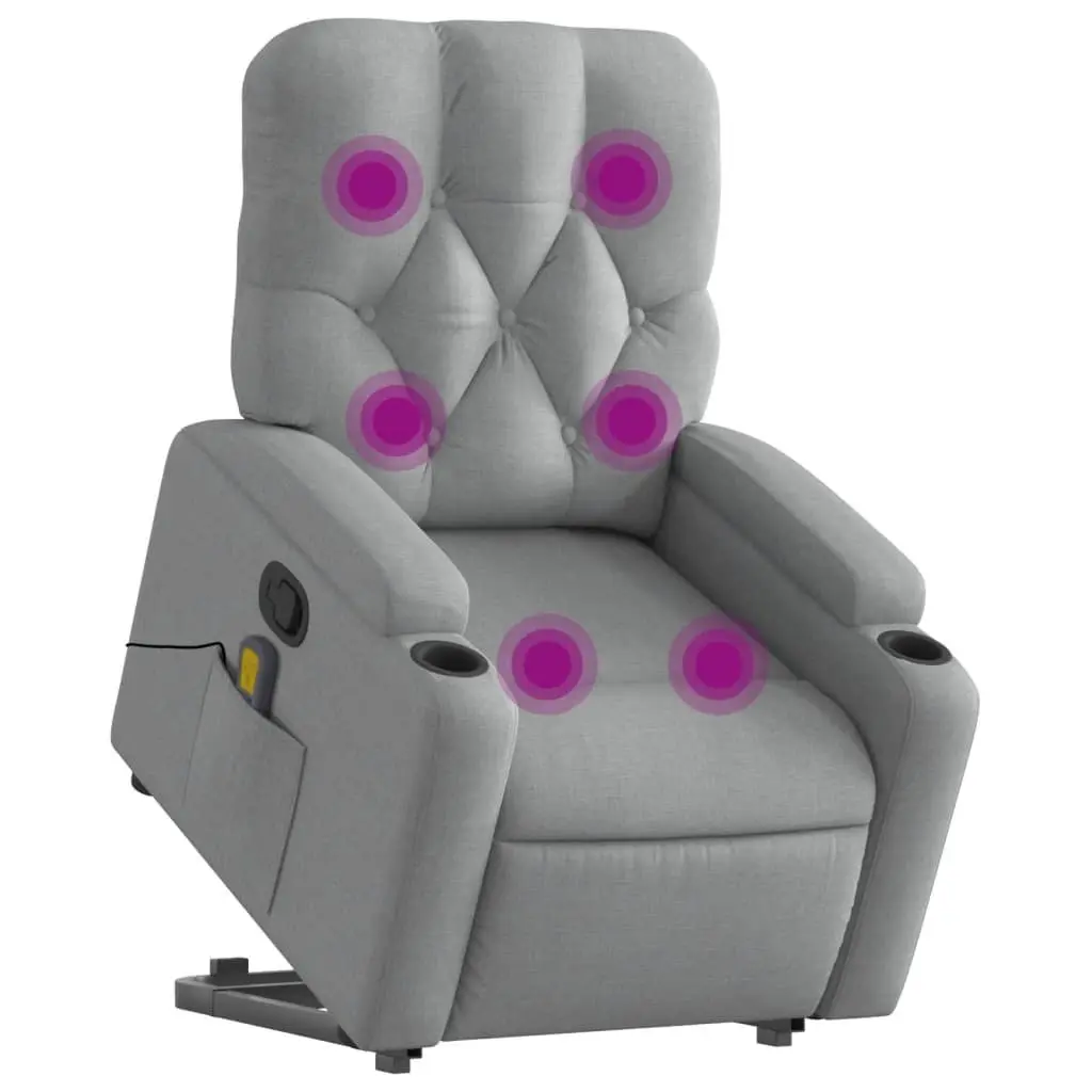 Electric Recliner Chair Power Lift Grey Fabric Massage Armchair for Elderly