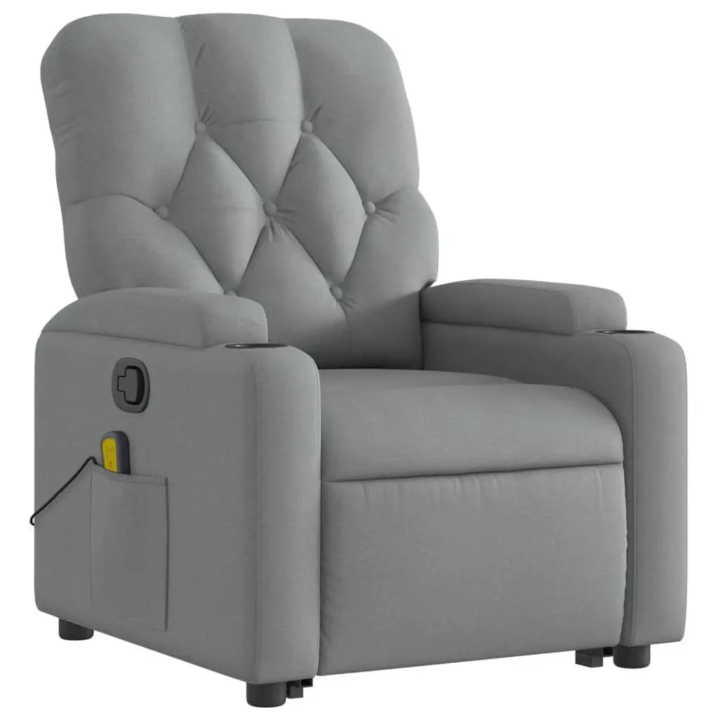 Electric Recliner Chair Power Lift Grey Fabric Massage Armchair for Elderly