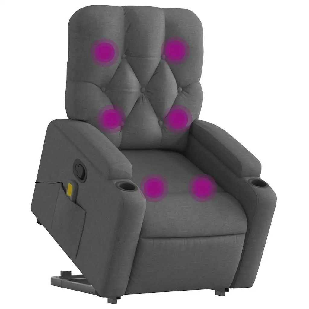 Stand Up Massage Recliner Chair Grey Fabric Power Lift Manual Recline