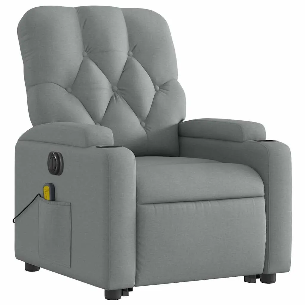 Electric Massage Recliner Chair Grey Fabric Power Lift Adjustable Footrest