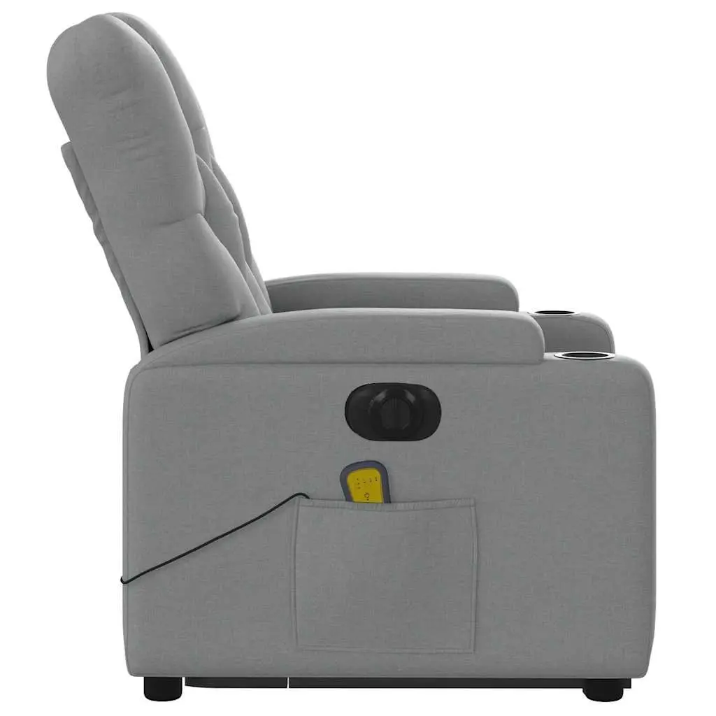 Electric Massage Recliner Chair Grey Fabric Power Lift Adjustable Footrest