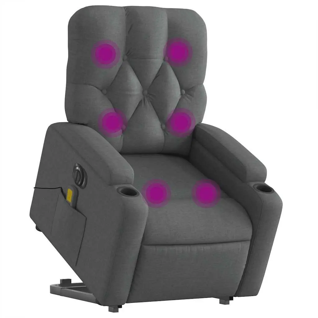 Electric Massage Recliner Chair Grey Fabric Power Lift 135 Degree Adjustable