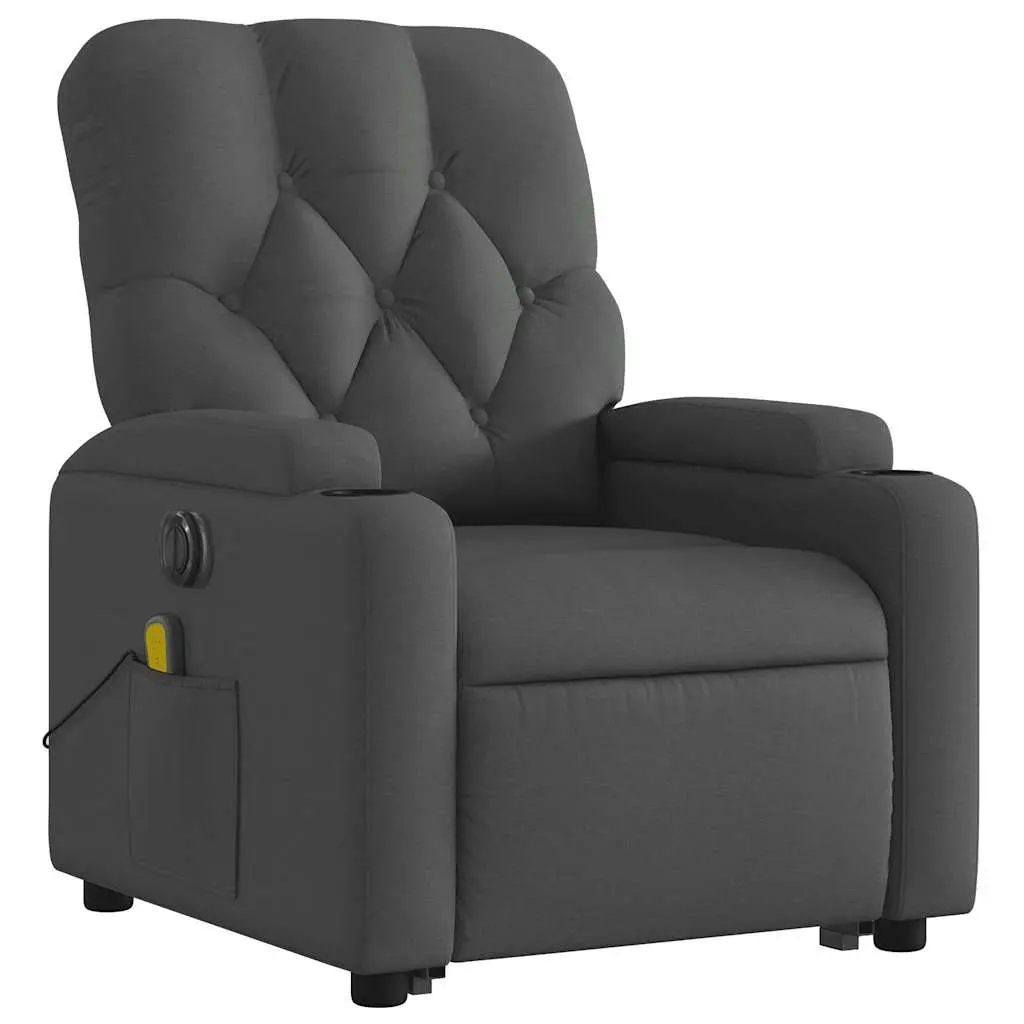 Electric Massage Recliner Chair Grey Fabric Power Lift 135 Degree Adjustable