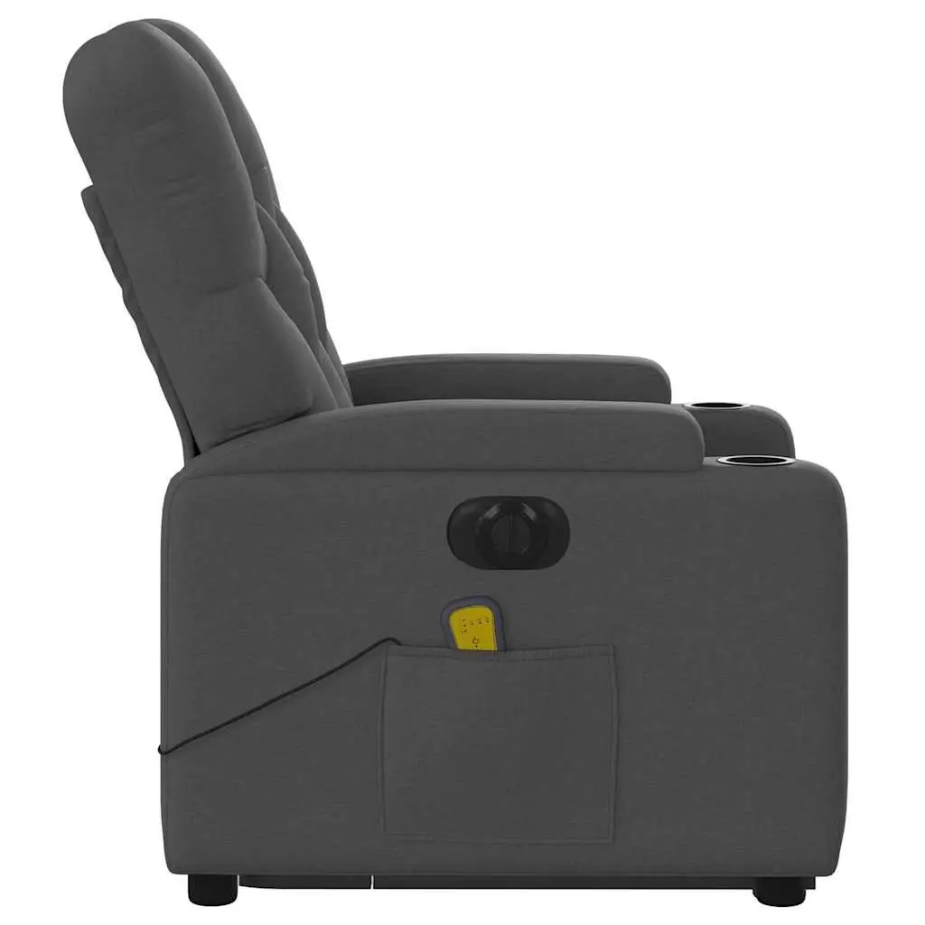 Electric Massage Recliner Chair Grey Fabric Power Lift 135 Degree Adjustable