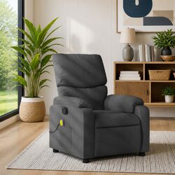 Grey Fabric Massage Recliner Chair with Manual Recline