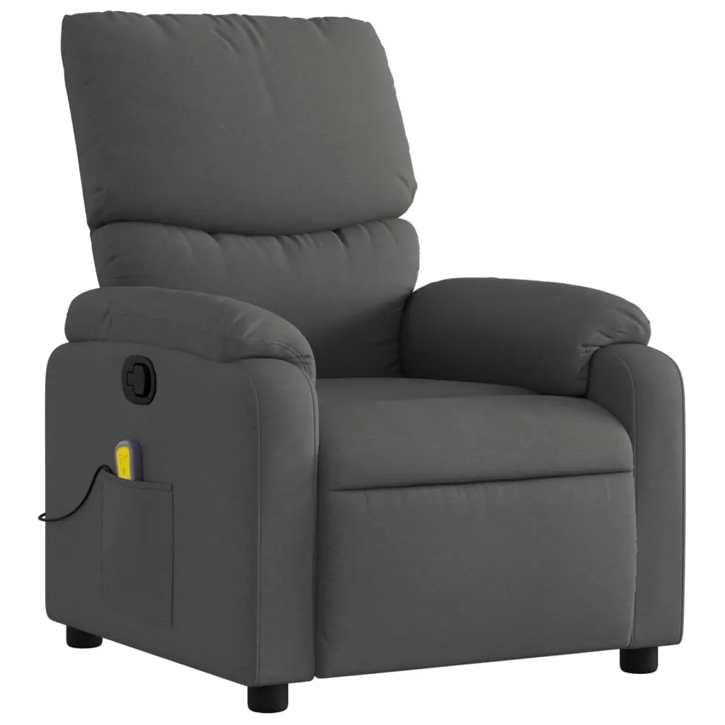Massage Recliner Chair Grey Fabric Manual Recline 135 Degrees Vibration 6 Points