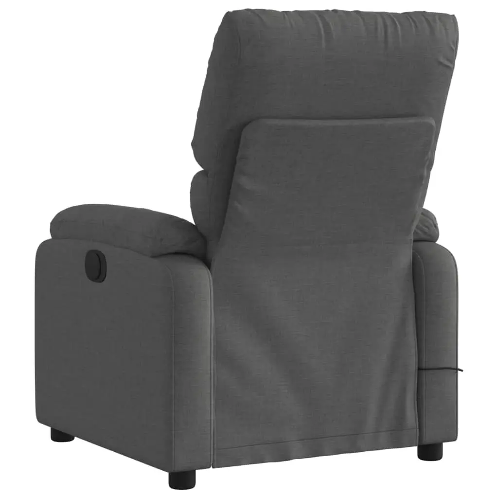 Massage Recliner Chair Grey Fabric Manual Recline 135 Degrees Vibration 6 Points