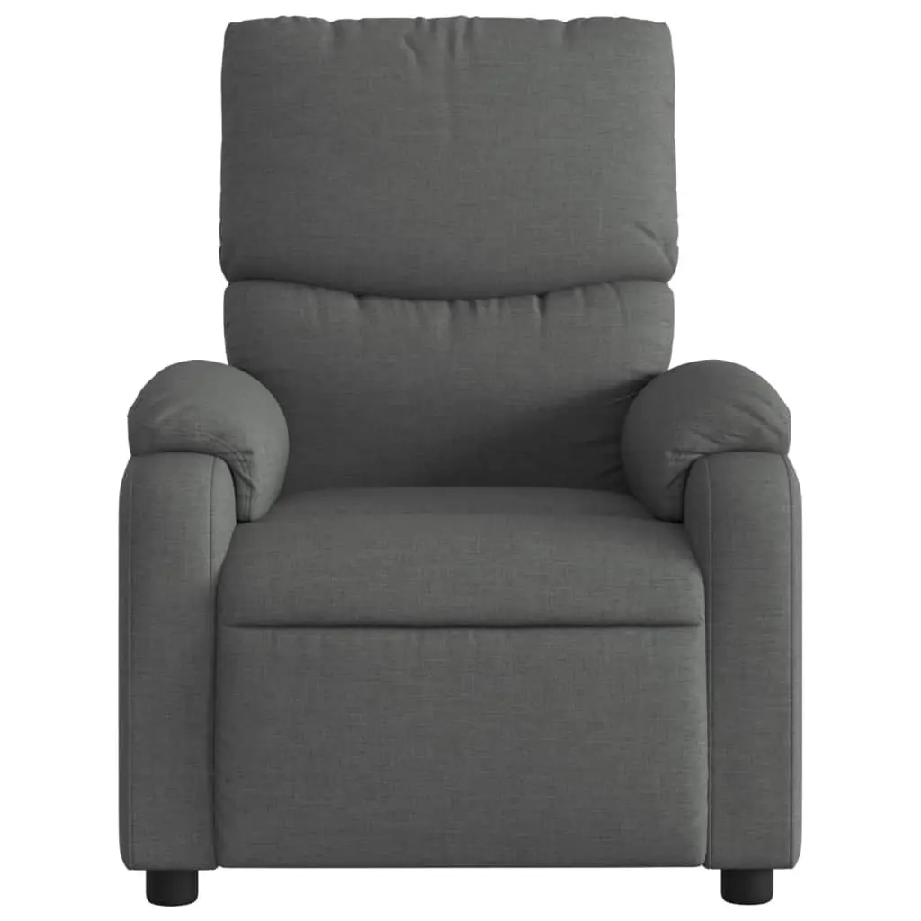 Massage Recliner Chair Grey Fabric Manual Recline 135 Degrees Vibration 6 Points