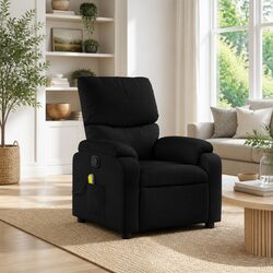 Black Fabric Manual Recline Massage Recliner Chair