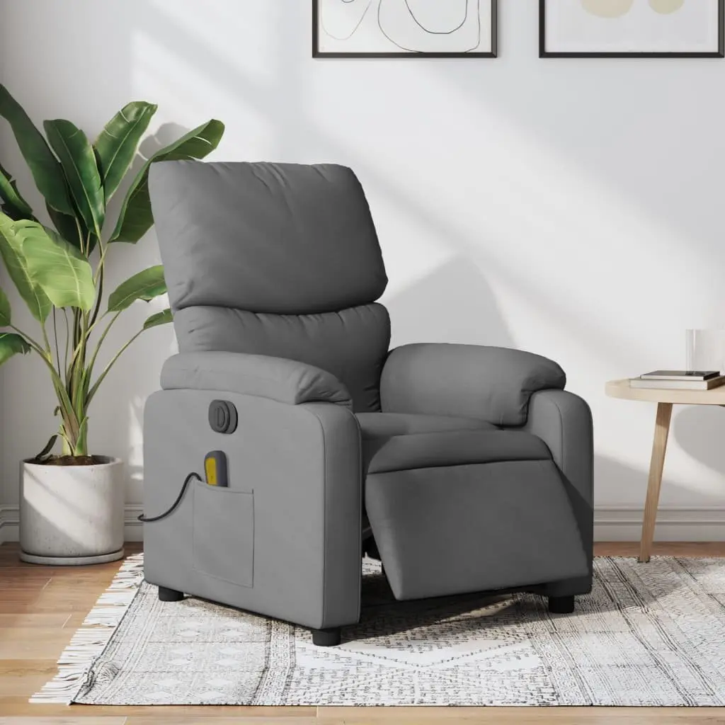 Electric Massage Recliner Chair Grey Fabric 135 Degrees Motorized Armchair