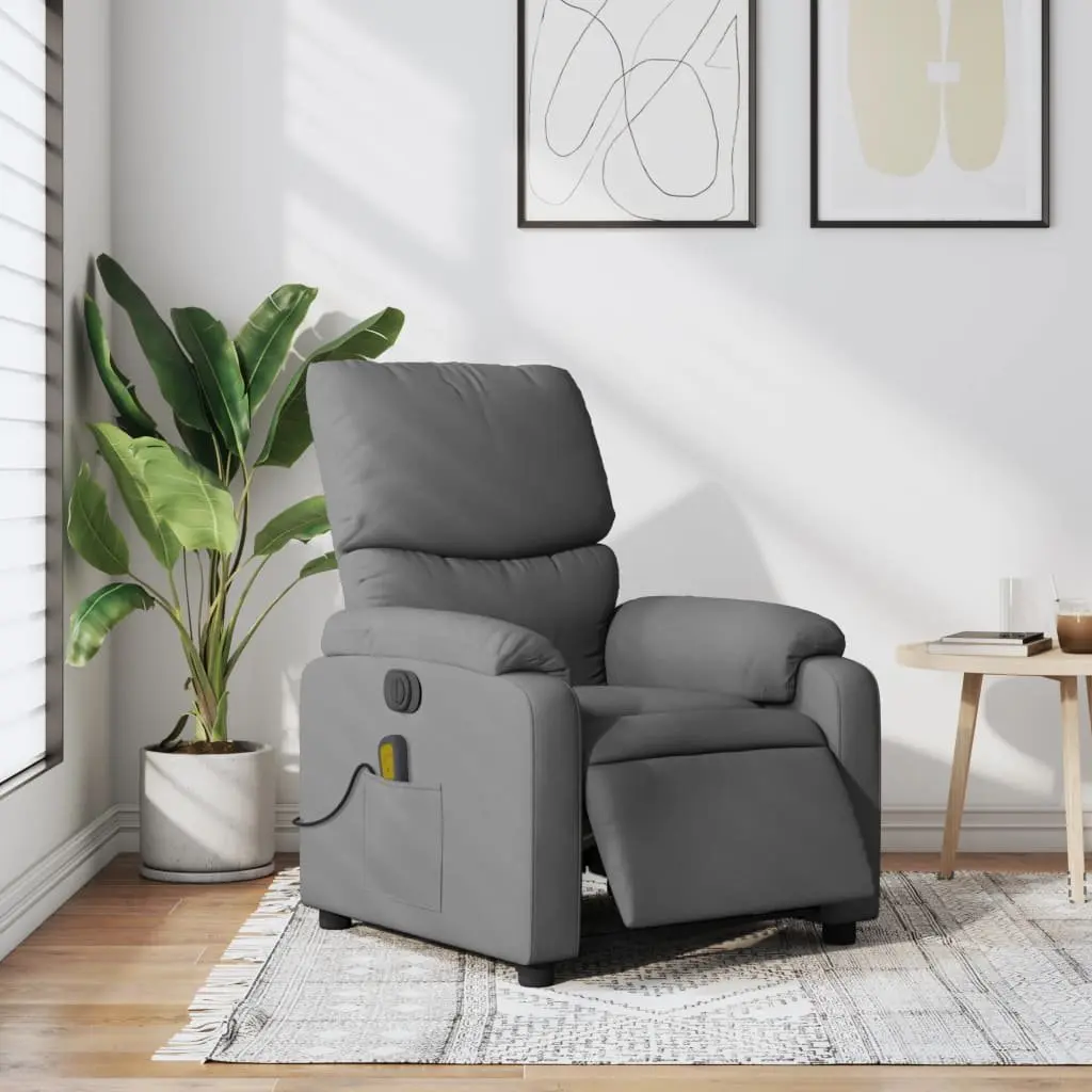 Electric Massage Recliner Chair Grey Fabric 135 Degrees Motorized Armchair