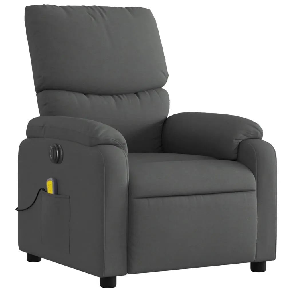 Electric Massage Recliner Chair Grey Fabric 135 Degrees Motorized Armchair