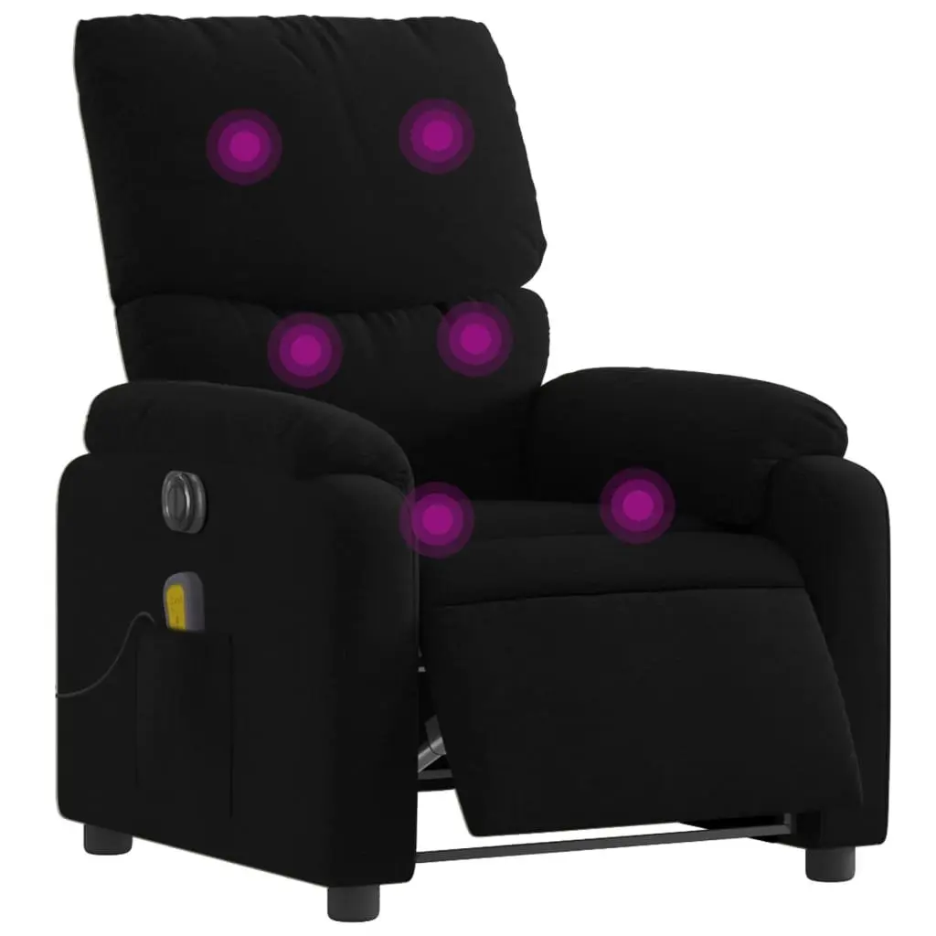 Electric Massage Recliner Chair Black Fabric Automatic Footrest 135 Degrees