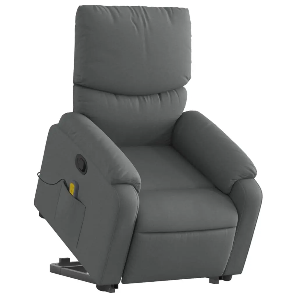 Electric Massage Recliner Chair Grey Fabric Power Lift Manual Reclining 135 Degrees 6 Massage Points