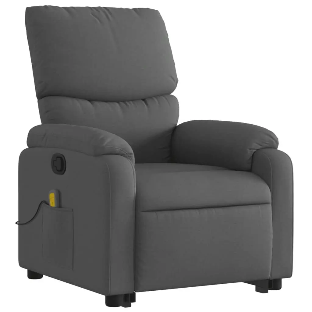 Electric Massage Recliner Chair Grey Fabric Power Lift Manual Reclining 135 Degrees 6 Massage Points