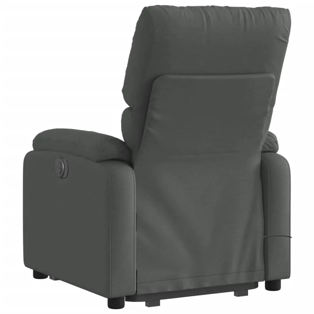 Electric Massage Recliner Chair Grey Fabric Power Lift Manual Reclining 135 Degrees 6 Massage Points