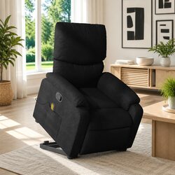 Black Fabric Electric Power Lift Massage Recliner Chair