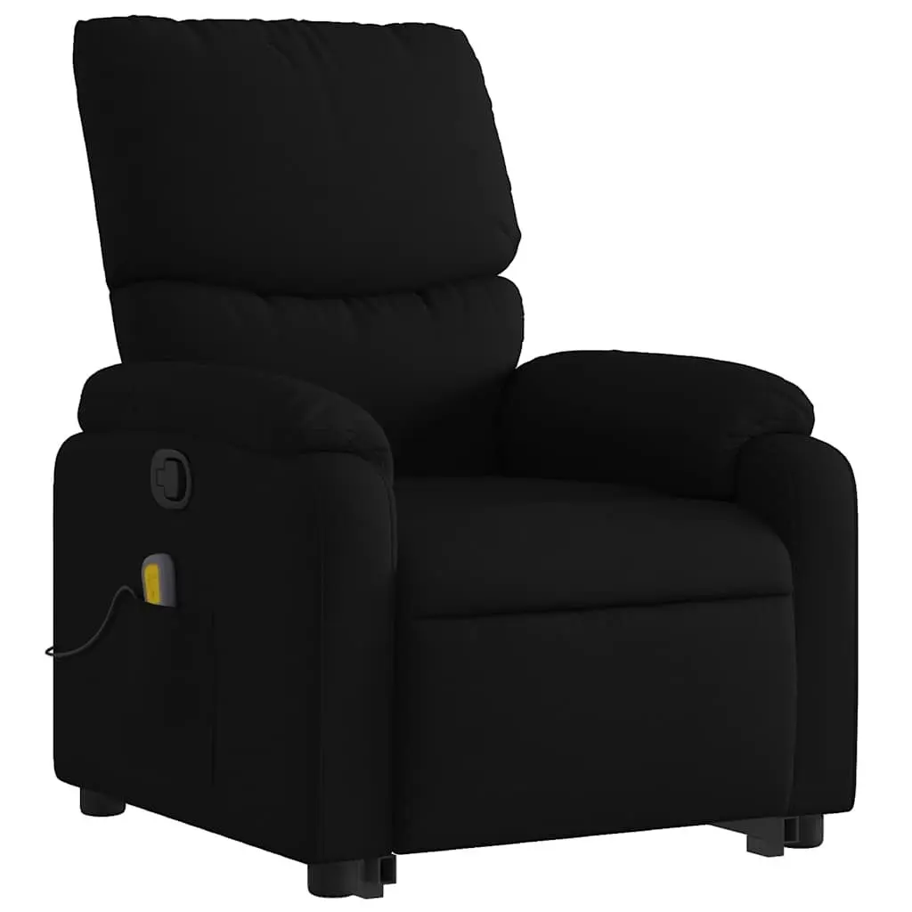 Electric Massage Recliner Chair Black Fabric Stand Up Power Lift 6 Point Vibration Massage