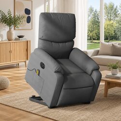 Cozy Electric Stand-Up Massage Recliner Chair in Grey Fabric