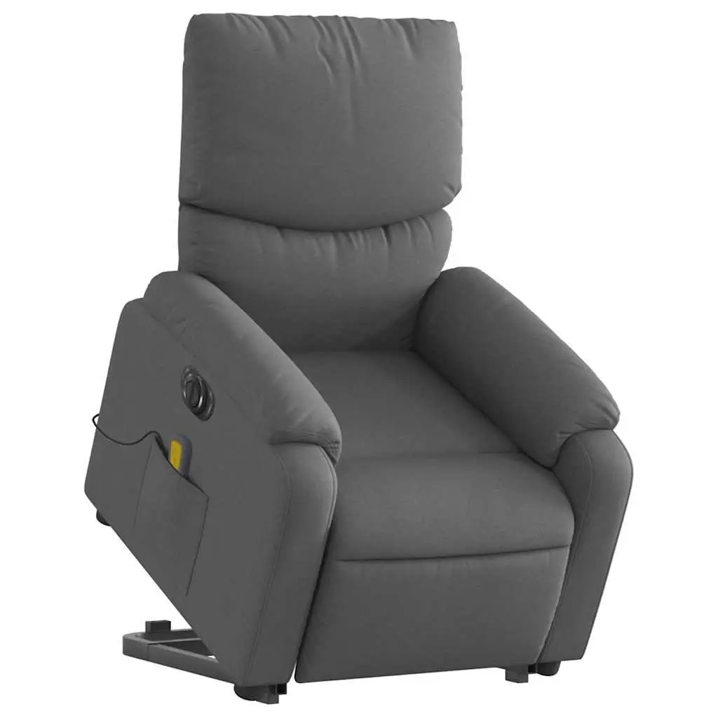 Electric Massage Recliner Chair Grey Fabric Power Lift Armchair
