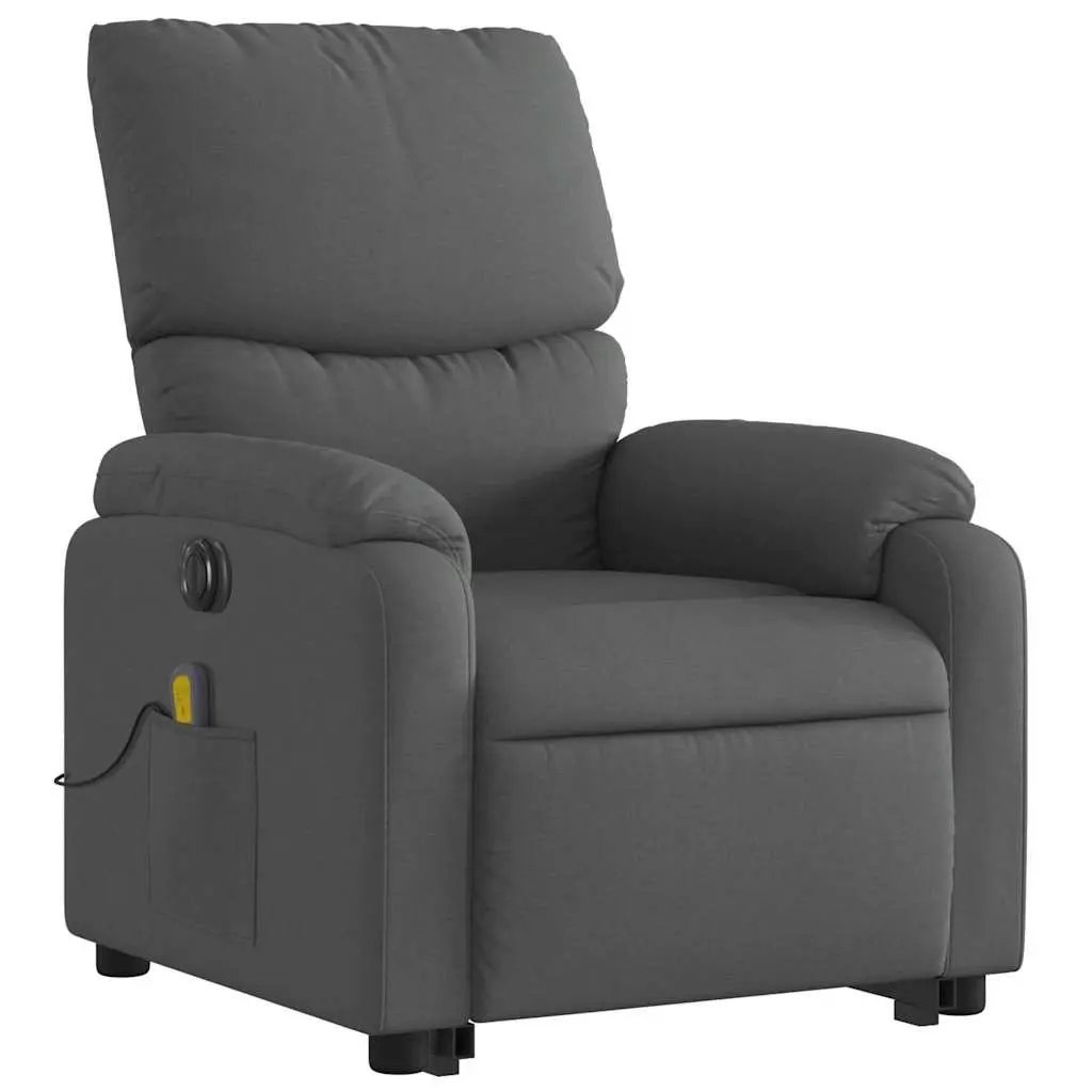 Electric Massage Recliner Chair Grey Fabric Power Lift Armchair