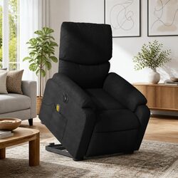 Electric Lift Massage Recliner Chair in Black Fabric