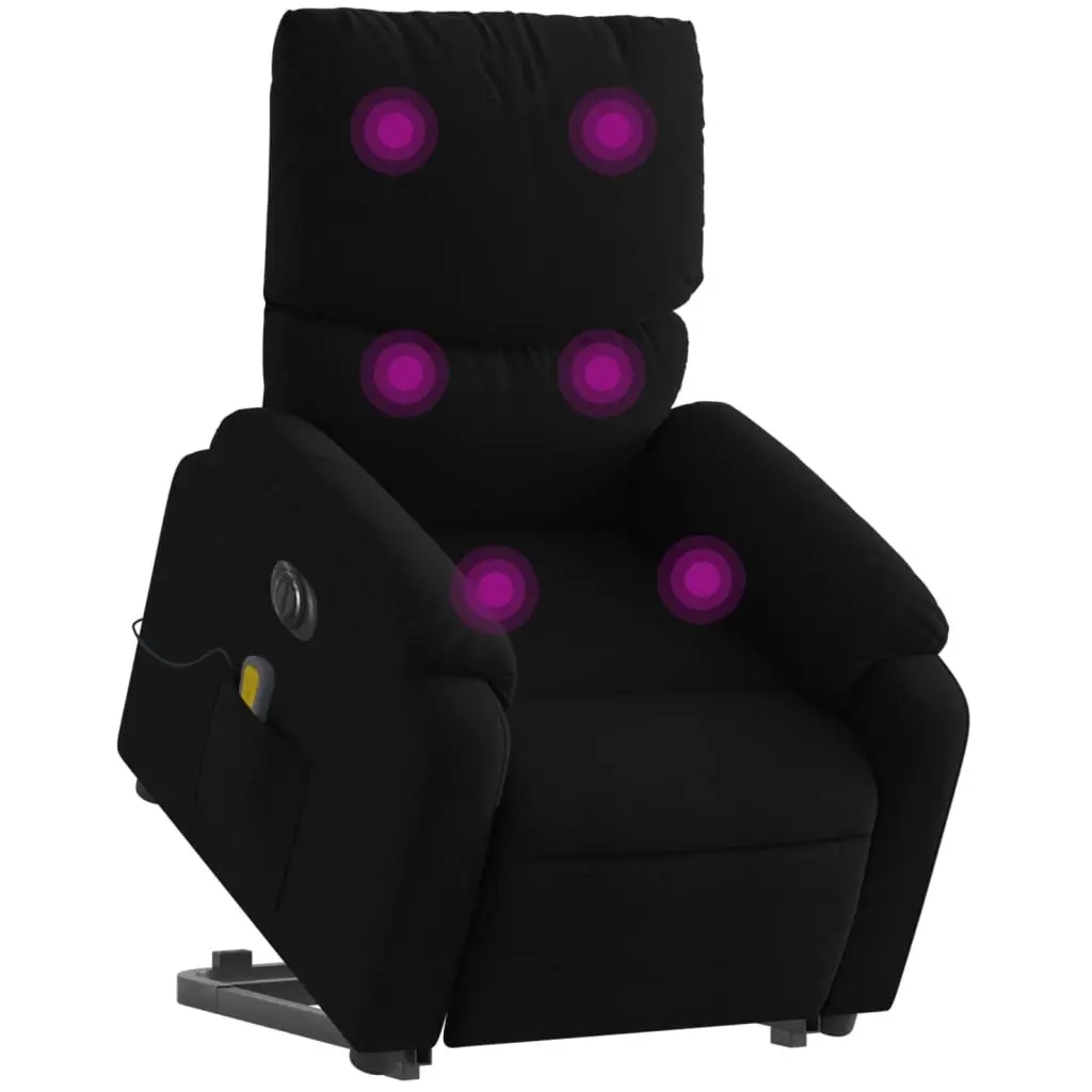 Electric Massage Recliner Chair Black Fabric Lift Armchair