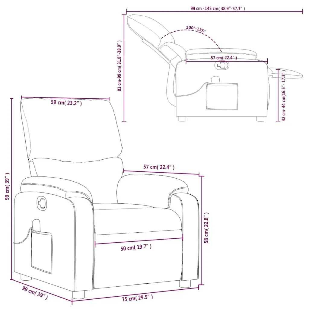 Black Faux Leather Manual Recline Massage Recliner Chair