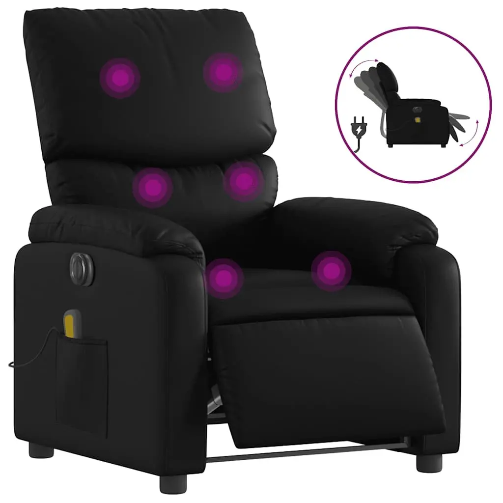 Electric Massage Recliner Chair Black Faux Leather 135 Degrees Automatic Recline